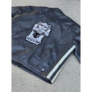 Wilsons Men’s ‘M. Julian’ Black Leather Jacket Size XXL W/GARGOYLE Iron on Back